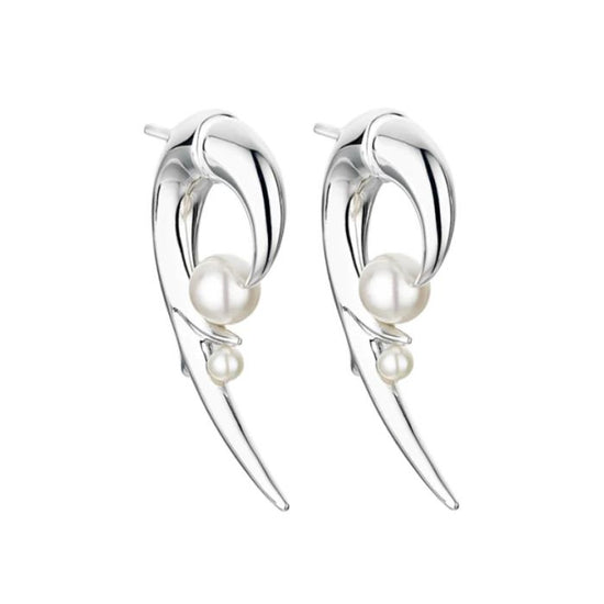 Shaun Leane Hooked Silver Pearl Earrings