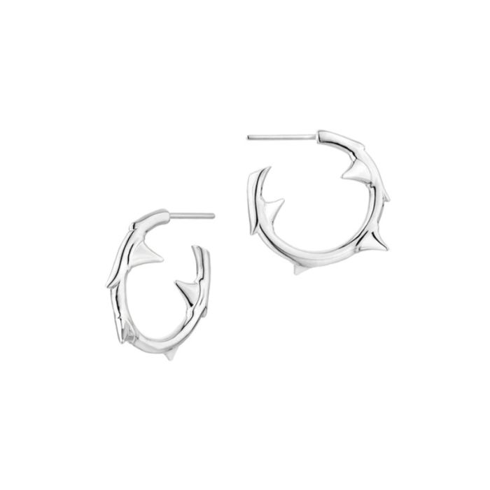 Shaun Leane Silver Rose Thorn Small Hoop Earrings