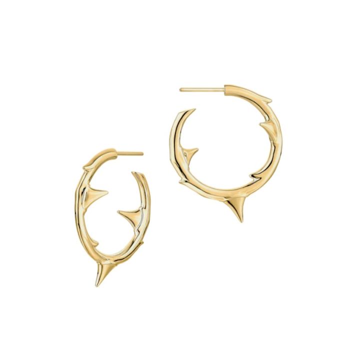 Load image into Gallery viewer, Shaun Leane Rose Thorn Medium Gold Hoops
