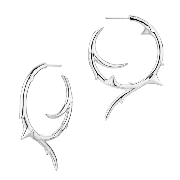 Shaun Leane Rose Thorn Large  Silver Hoop Earrings