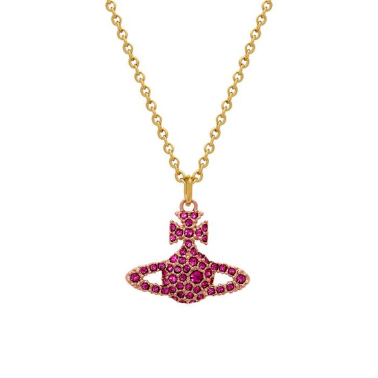 Vivienne Westwood Grace Bas Relief Rose Gold Told and Fuschia CZ Pendant