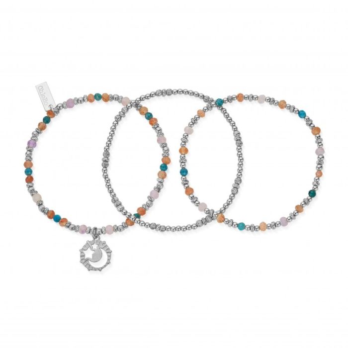 ChloBo Silver Soul Vibrations Stack Of 3 Bracelets