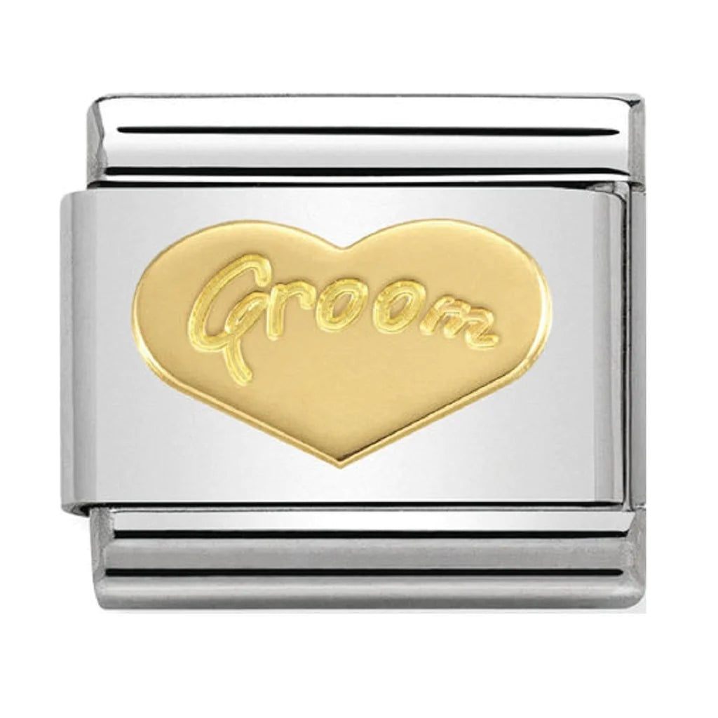 Nomination Classic Link with 'Groom' Heart in Yellow Gold Tone