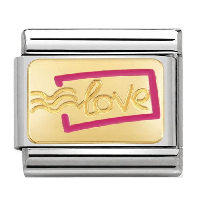 Nomination Classic Gold & Pink Love Postage Stamp Charm