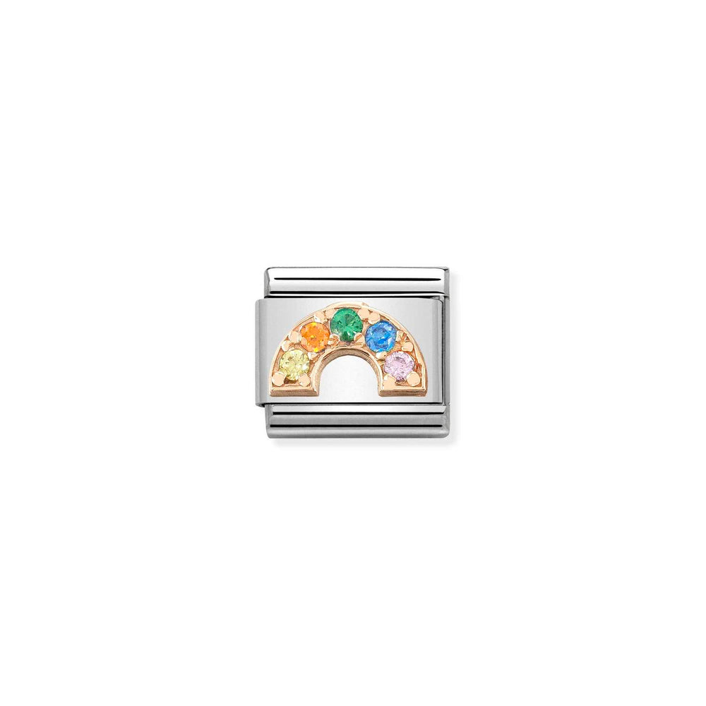 Nomination Classic Link with CZ Rainbow in Rose Gold Tone