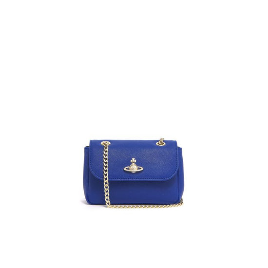 Vivienne Westwood Saffiano Small Purse with Chain in Electric Blue