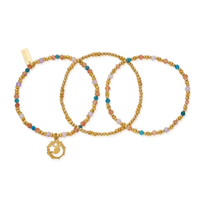 ChloBo Gold Soul Vibrations Stack Of 3 Bracelets