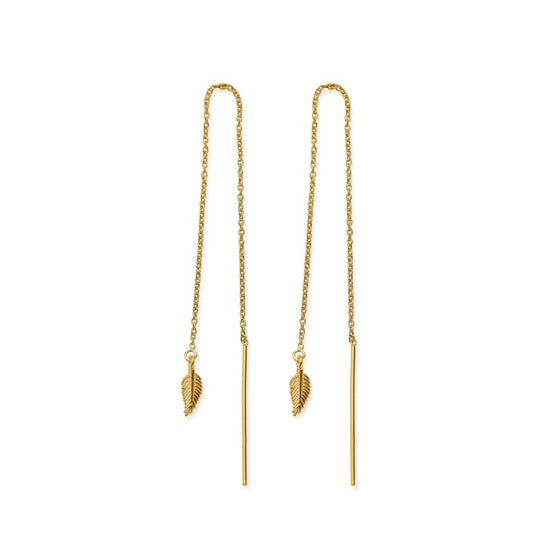 Load image into Gallery viewer, ChloBo Gold Feather Of Courage Pull-Through Earrings
