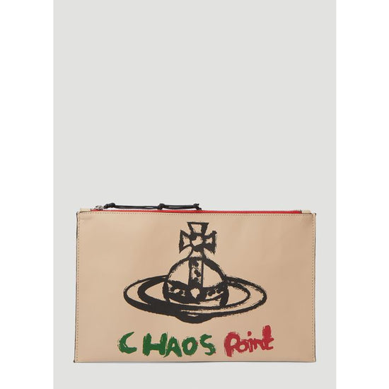 Vivienne Westwood Studio Leather Chaos Pouch in Beige