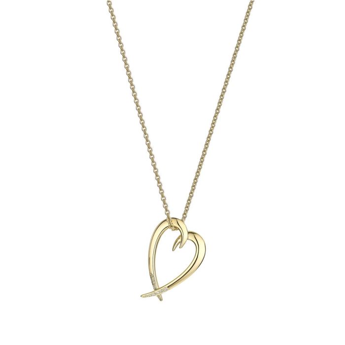 Shaun Leane Gold Tone and Diamond Hook Heart Pendant