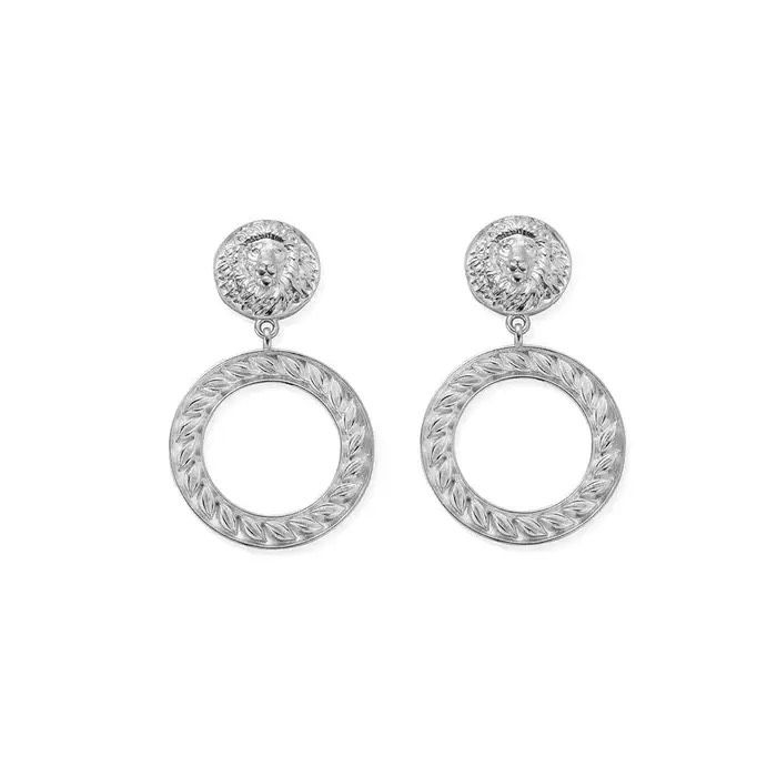 ChloBo Couture Silver Lion Statement earrings