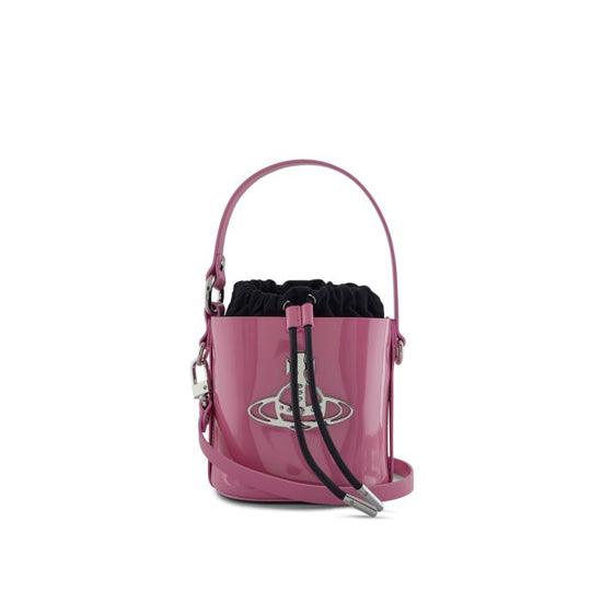 Vivienne Westwood Daisy Small Drawstring Bag in Shiny Patent Pink