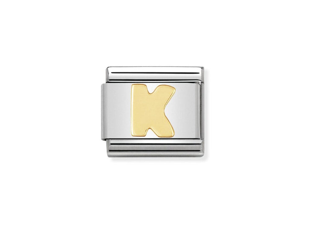 Nomination Classic Link with Letter 'K' in Yellow Gold Tone