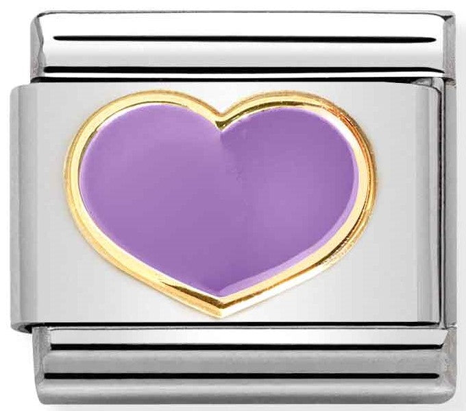 Nomination Classic Link with Enamel Lilac Heart in Yellow Gold Tone