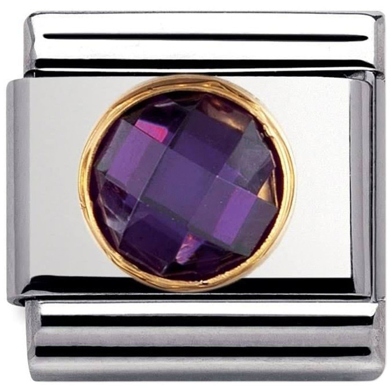 Nomination Composable Classic Link Round Gold and Violet Zirconia