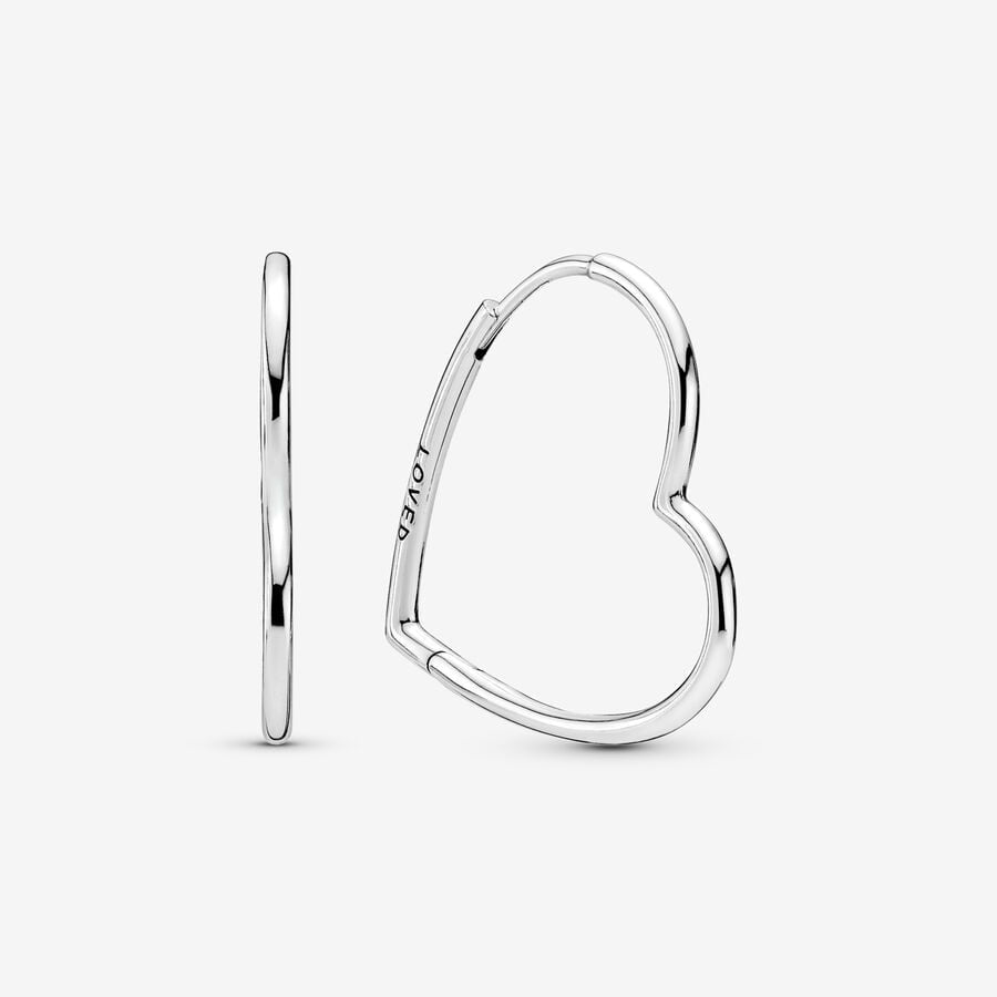 Pandora Large Asymmetrical Heart Hoop Earrings