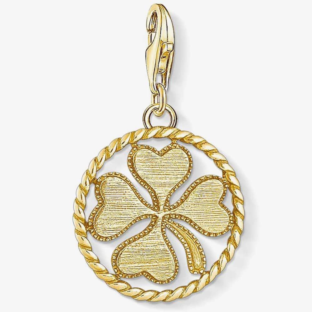 Thomas Sabo Gold Plated Cloverleaf Coin Pendant Charm