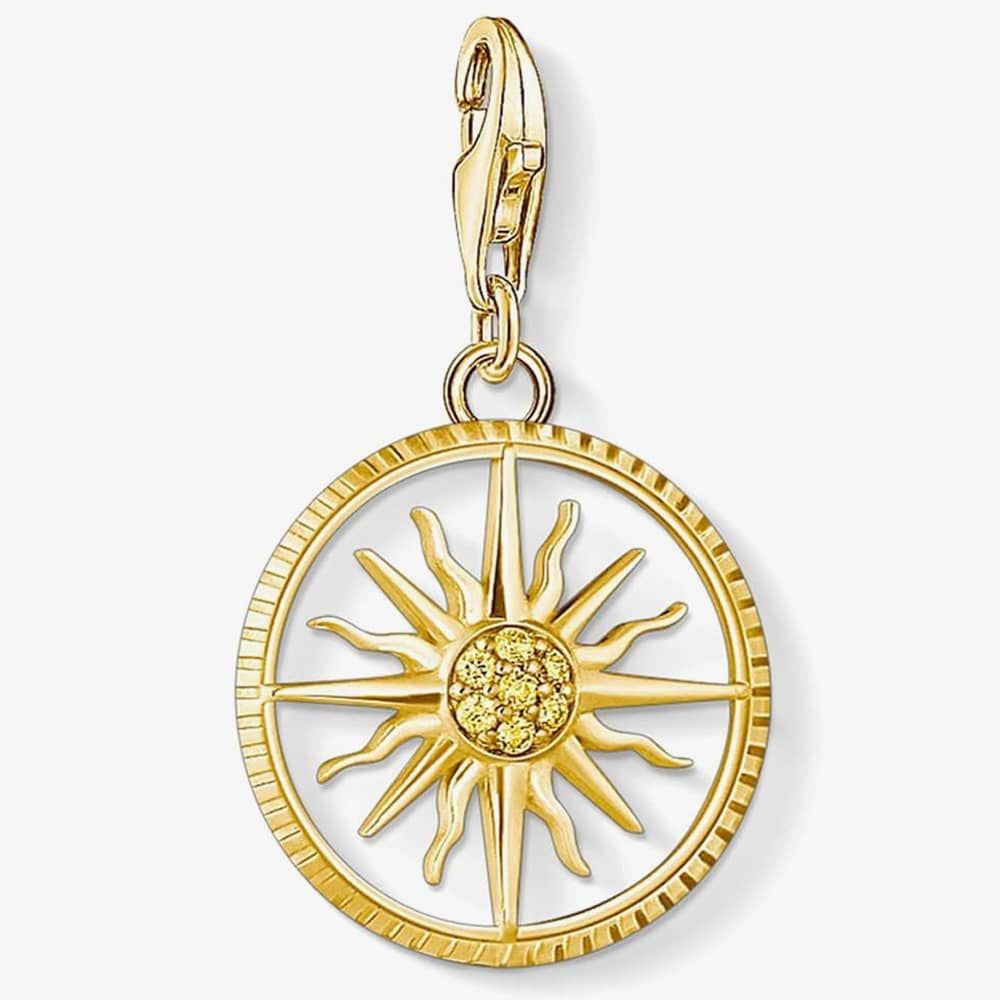 Thomas Sabo Gold Plated Cubic Zirconia Sun Dial Pendant Charm