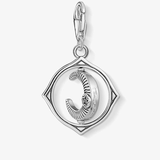 Thomas Sabo Silver Cubic Zirconia Rotating Moon Pendant Charm