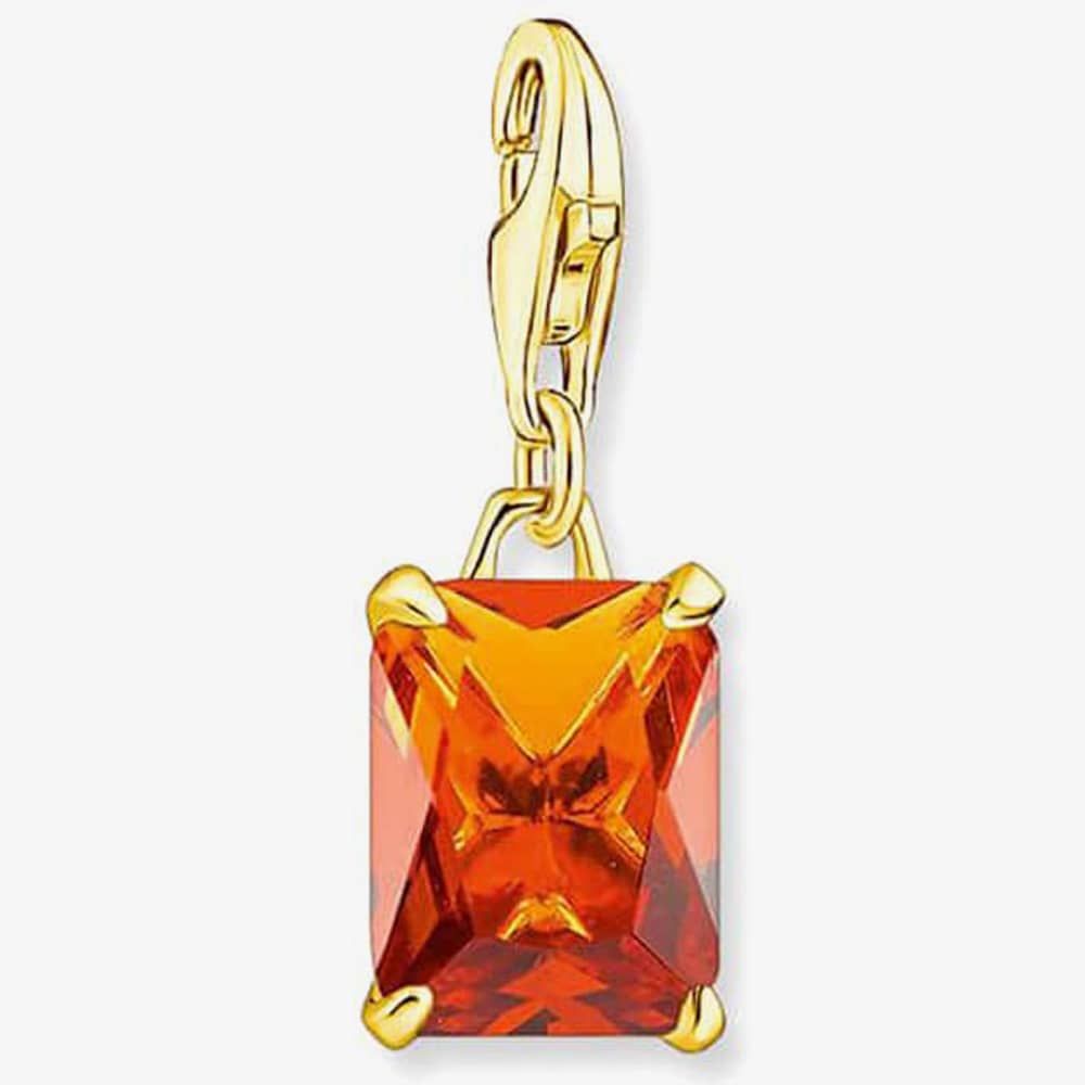 Thomas Sabo 18ct Yellow Gold Plated Large Orange Stone Charm Pendant