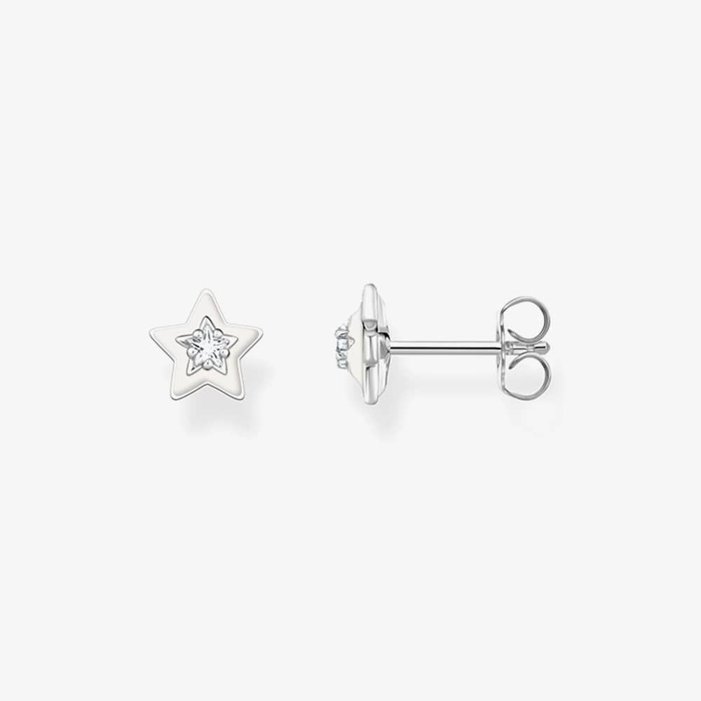 Thomas Sabo Silver Star White Cold Enamel Stud Earrings