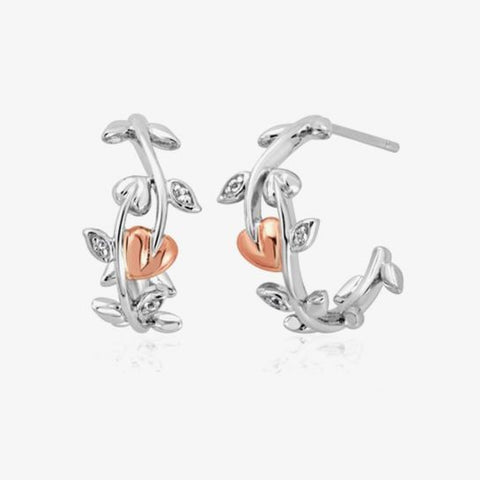 Clogau Vine of Life White Topaz Half Hoop Earrings