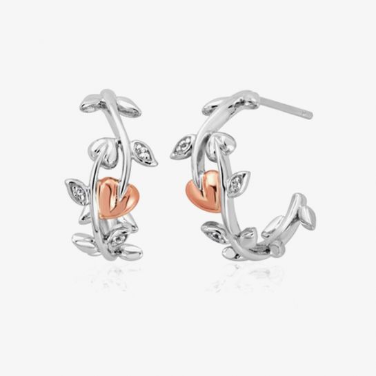 Clogau Vine of Life White Topaz Half Hoop Earrings