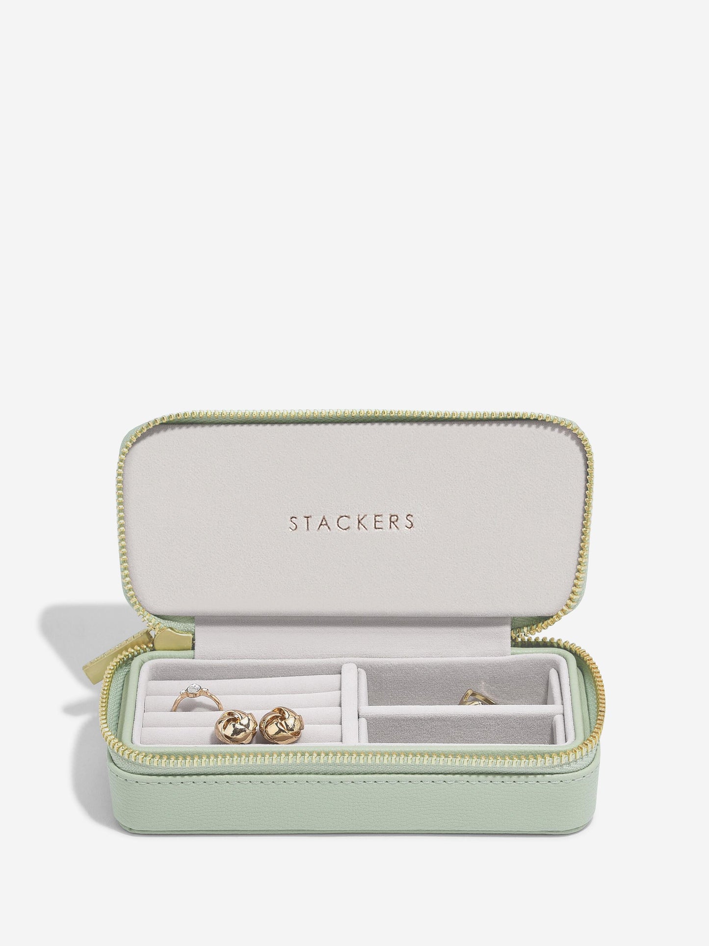 Stackers Zipped Travel Jewellery Box - Sage Green