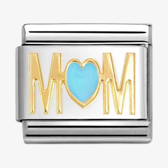 Nomination Classic Gold Blue Heart Mum Charm
