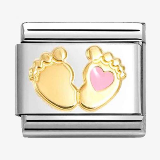 Nomination Classic Link Baby Feet with Pink Heart