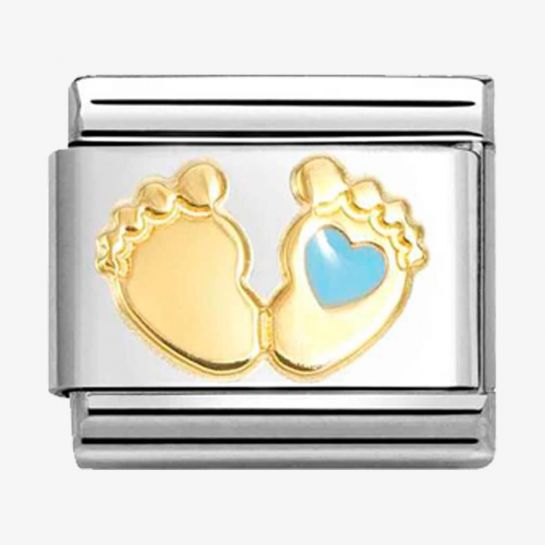 Nomination Classic Link Baby Feet with Light Blue Heart
