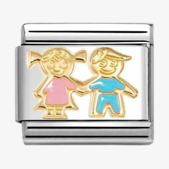 CLASSIC Gold Boy Girl Siblings Charm