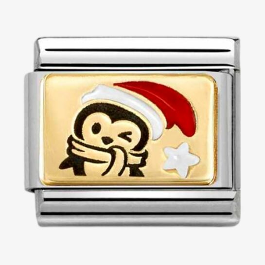 CLASSIC Gold Christmas Coloured Penguin Charm