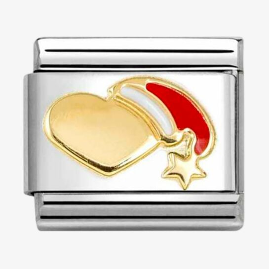 CLASSIC Christmas Heart With Coloured Santa Hat Charm