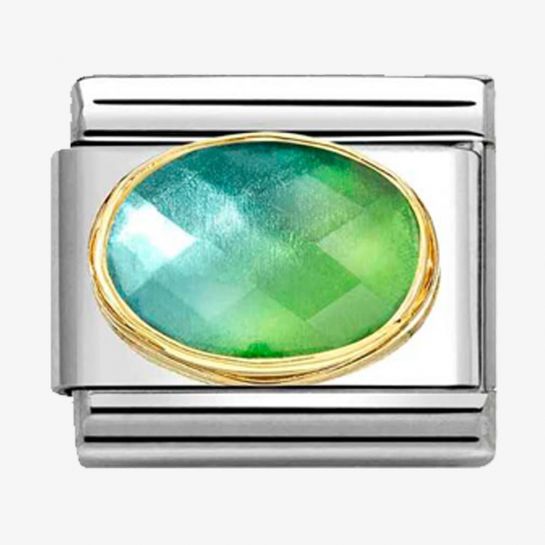 Nomination Classic Link Blue- Green Glass Stone