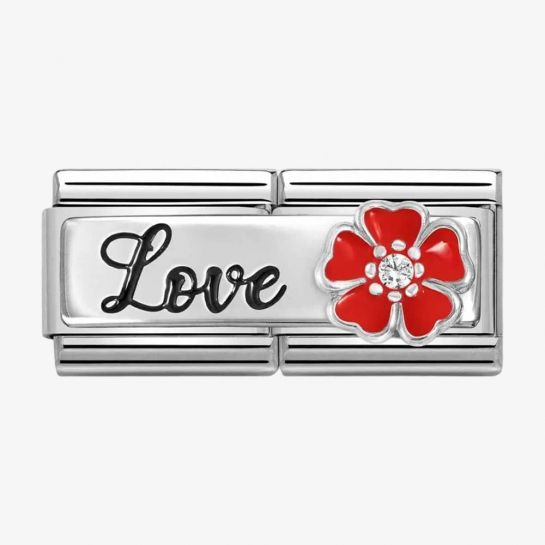 Nomination Classic Silvershine Double Link Flower Love Charm