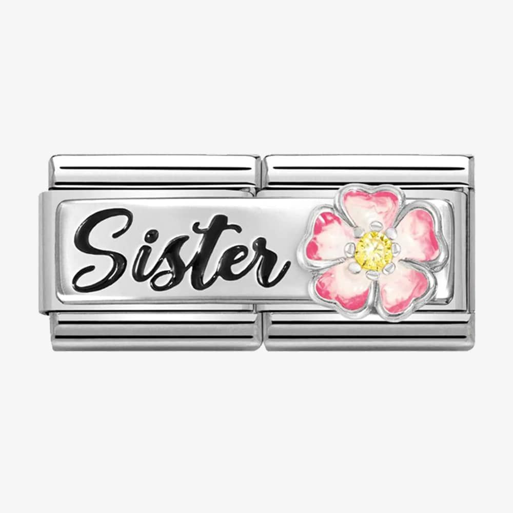 Nomination Classic Silvershine Double Link Flower Sister Charm