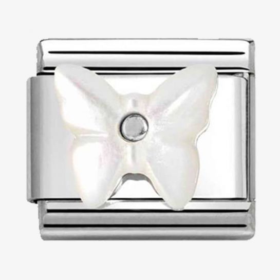 Nomination CLASSIC Silvershine White Mother Of Pearl Butterfly Charm