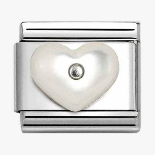 Nomination CLASSIC Silvershine Mother Of Pearl Heart Charm