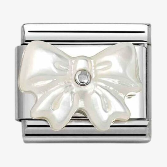 Nomination Classic Silvershine Mother Of Pearl Bow Charm