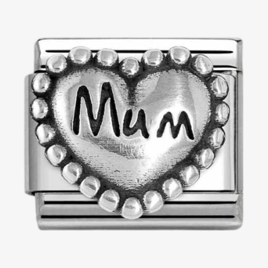 CLASSIC Silvershine Silver Beaded Heart Mum Charm