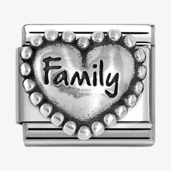 CLASSIC Silvershine Silver Beaded Heart Family Charm