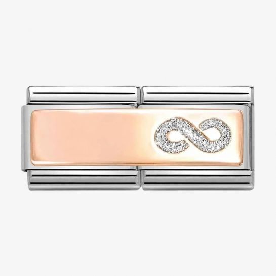 CLASSIC Rose Gold Glitter Infinity Engravable Double Link Charm