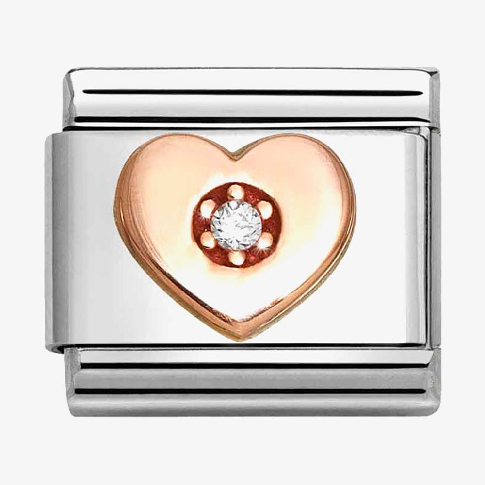 Nomination Classic Rose Gold White Heart Charm