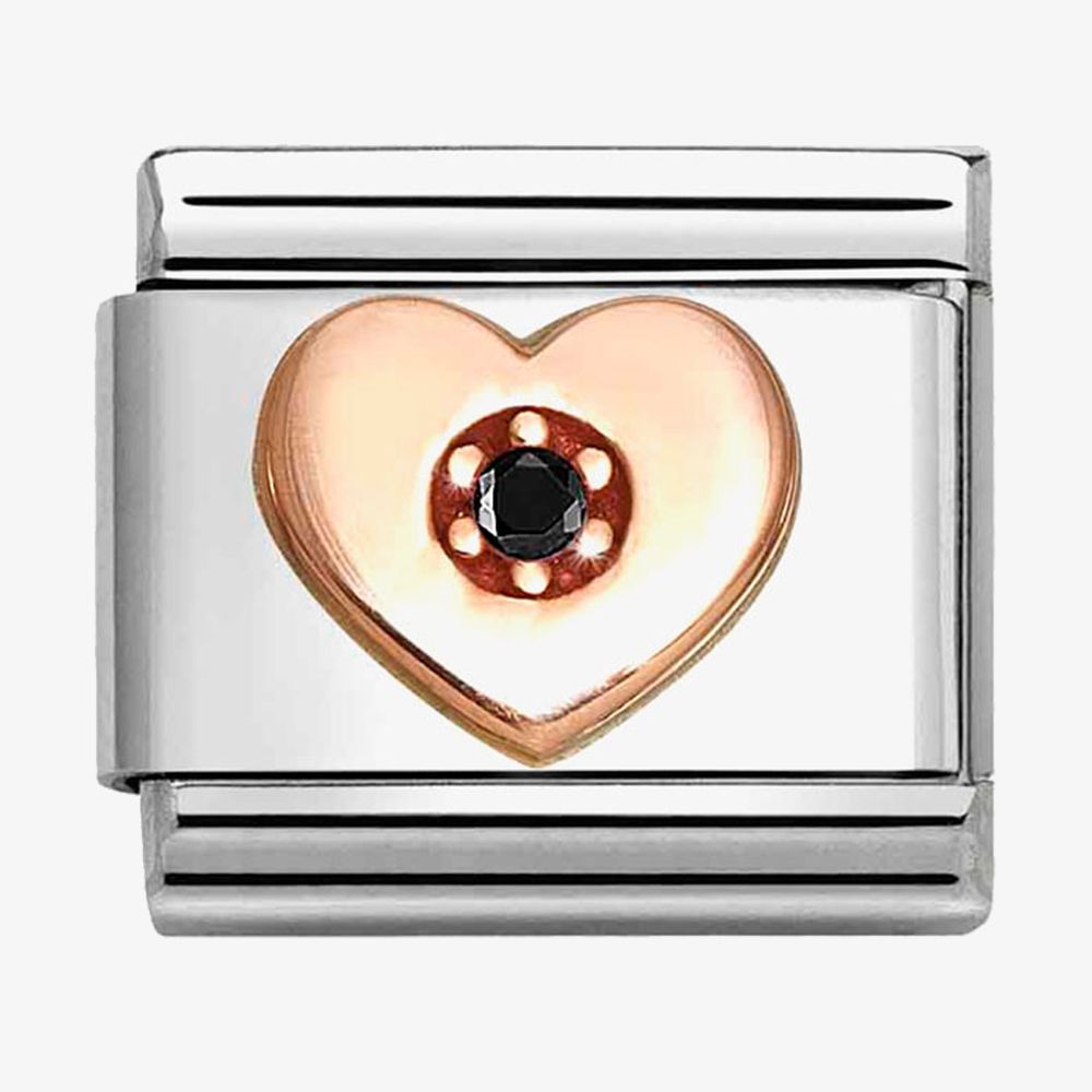 Nomination Classic Rose Gold Black Heart Charm