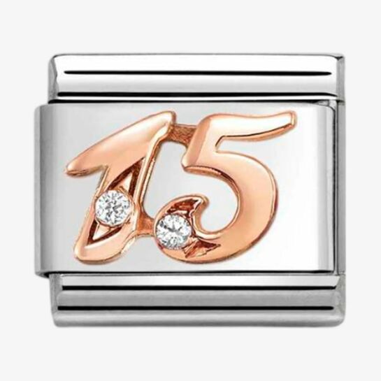 CLASSIC Rose Gold Cubic Zirconia Number 15 Charm