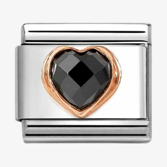 Nomination CLASSIC Rose Gold Cubic Zirconia Black Heart Charm