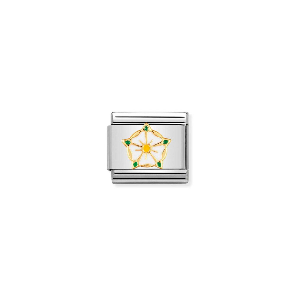 Nomination Classic Link with Enamel White Rose Of Yorkshire in Yellow Gold Tone