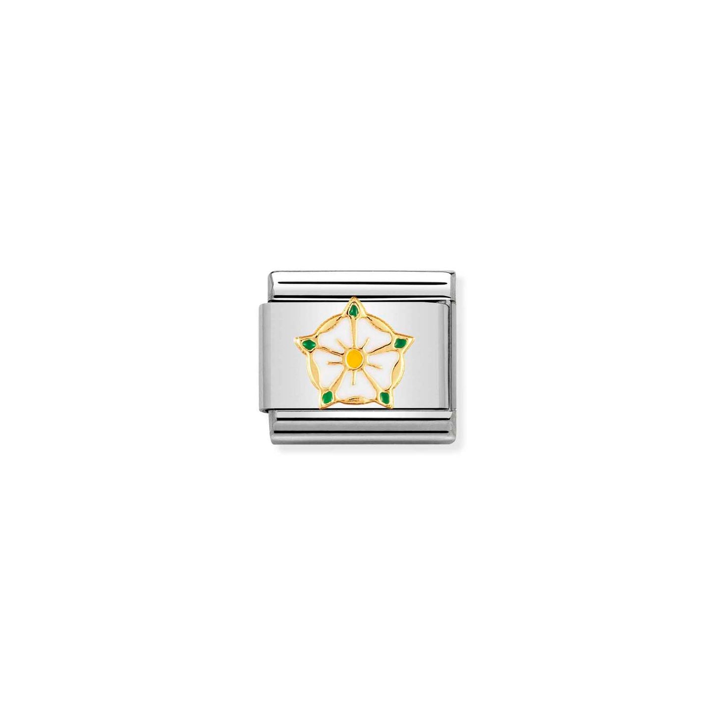 Nomination Classic Link with Enamel White Rose Of Yorkshire in Yellow Gold Tone