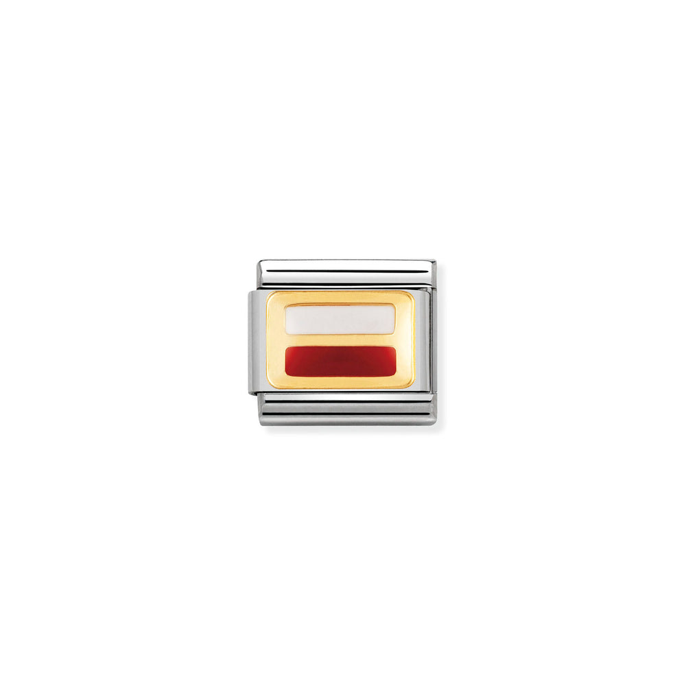 Nomination Classic Link with Enamel Poland Flag in Yellow Gold Tone